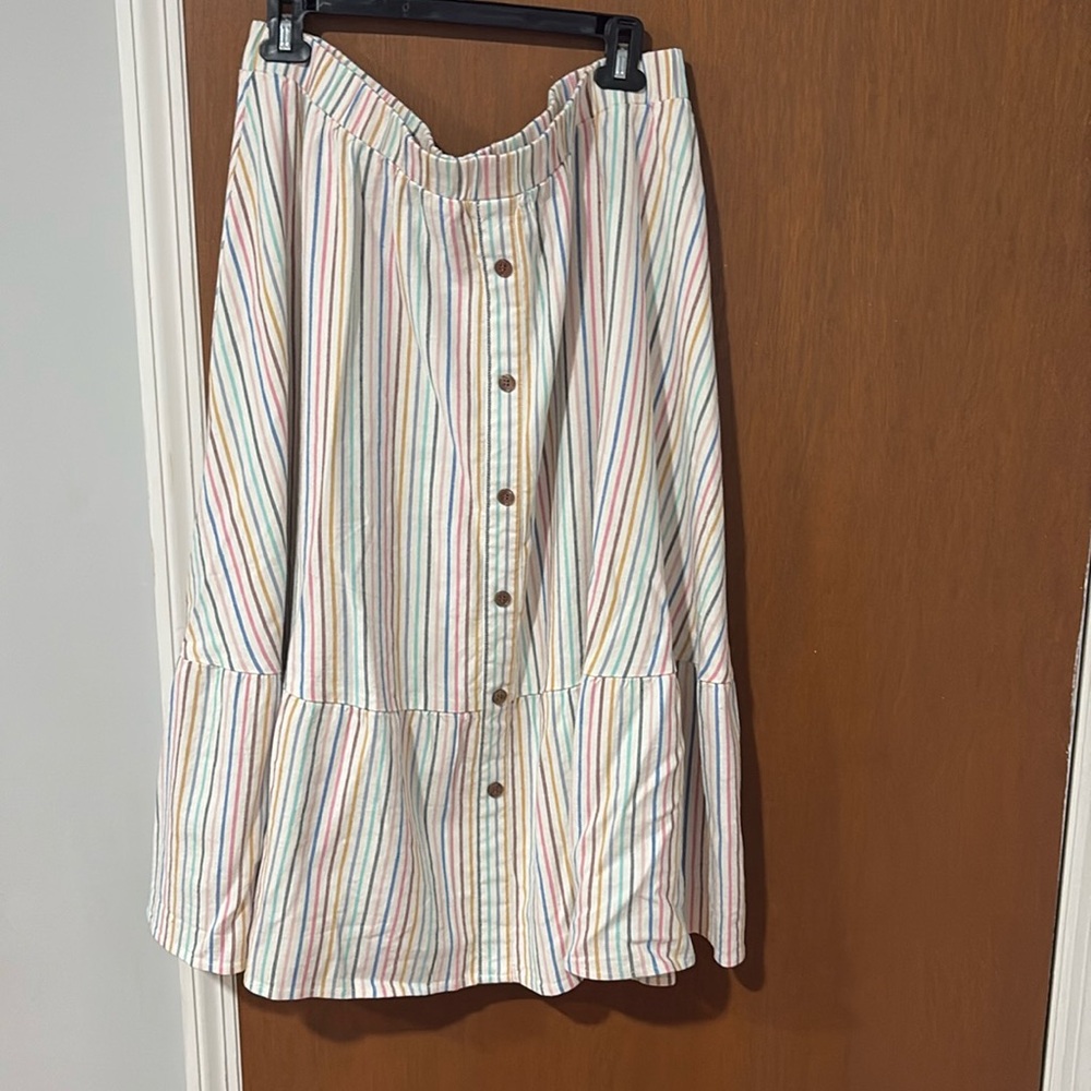 Cream & Multi stripe skirt